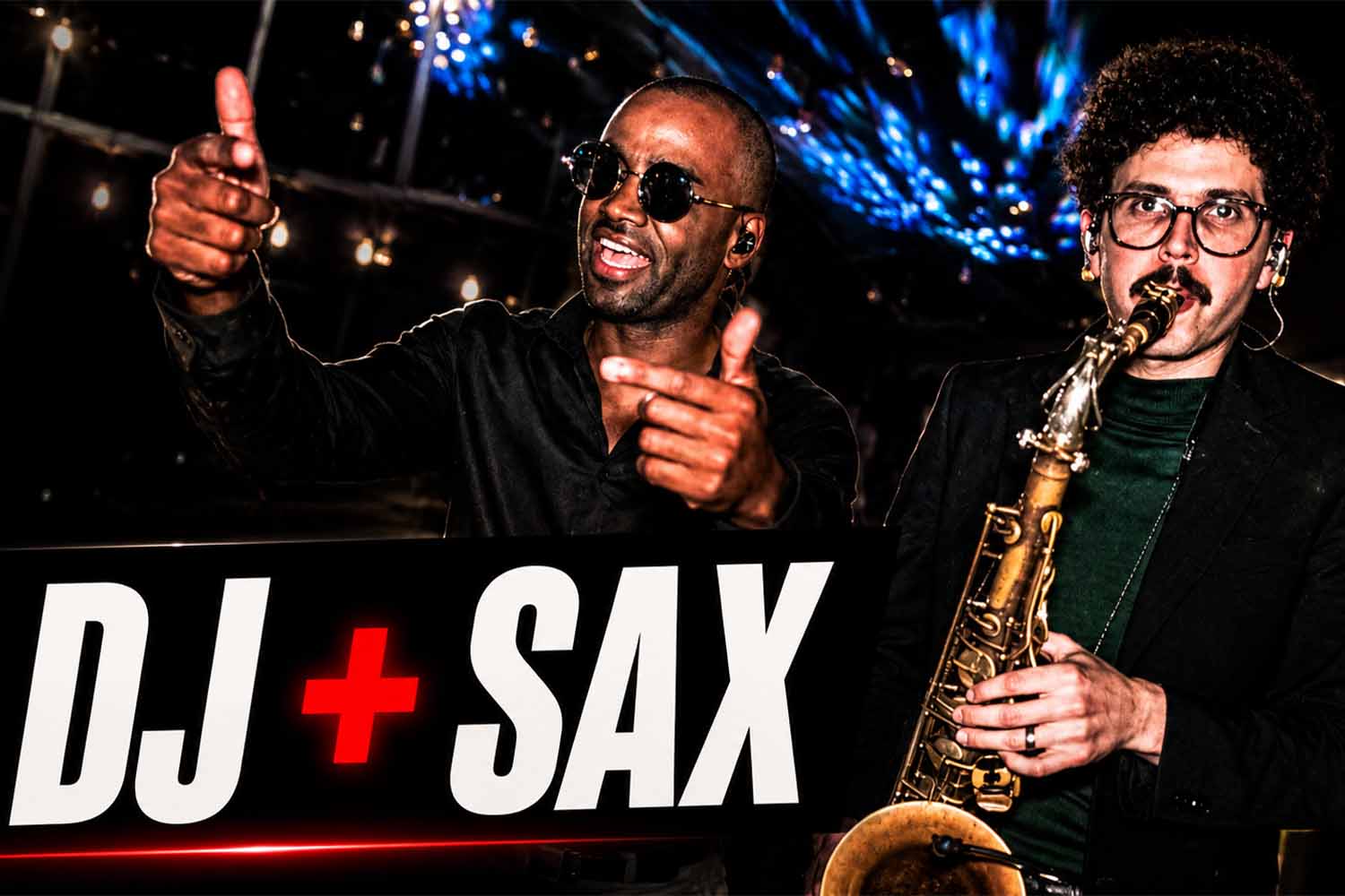 Sax player Justin Dickson performing live sax at a wedding with DJ AXCESS at Jorgensen Farms Oak Grove.