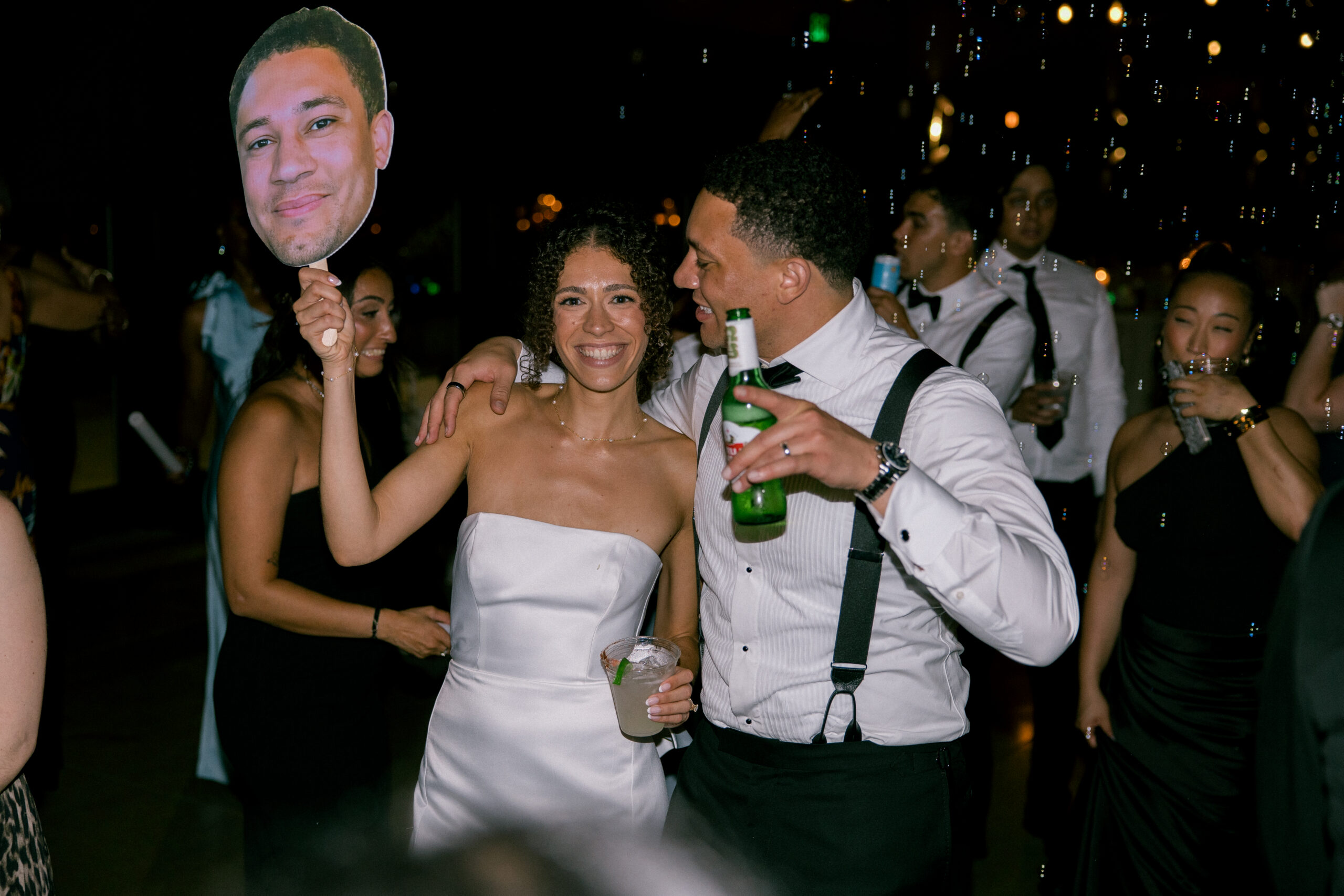black couple celebrating their wedding at jorgensen famrs with dj axcess