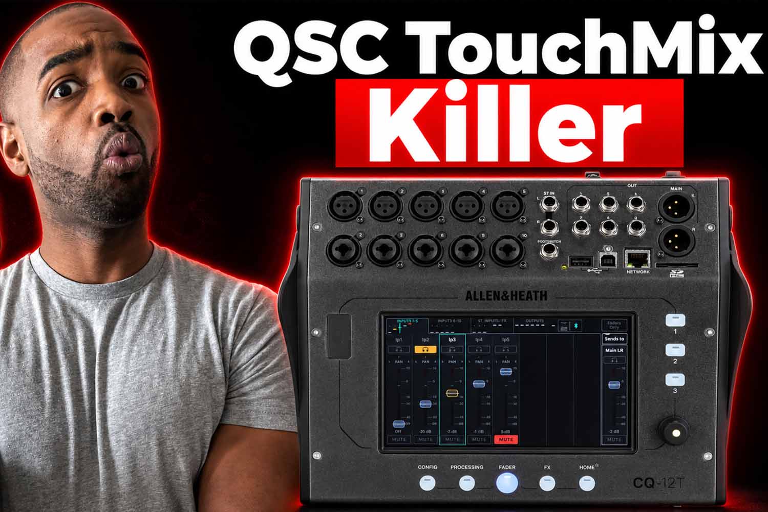 DJ AXCESS reviewing the Allen & Heath CQ-12T digital mixer used for weddings, live saxophone, drums, and wireless monitoring.